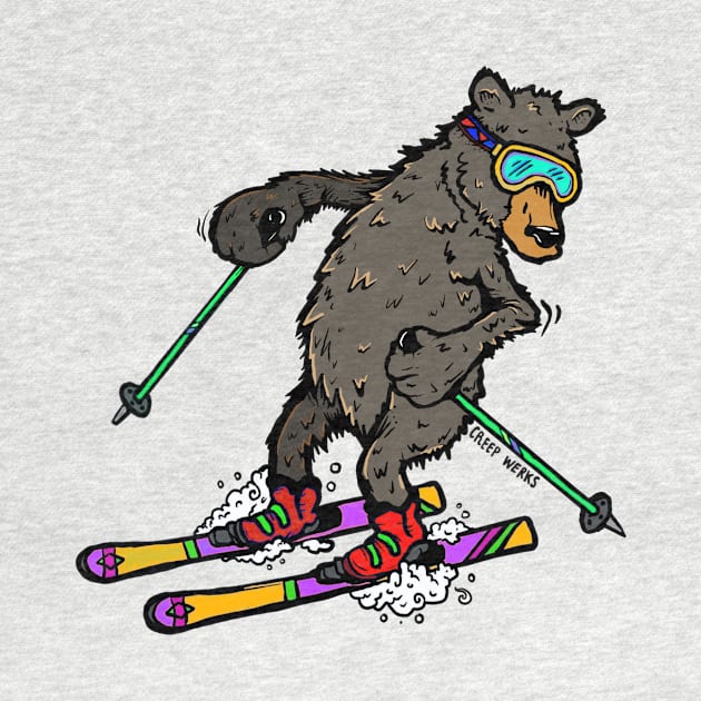 Bear on Skis, a Skiing Black Bear, bear, skis, etc... by maroonbeard